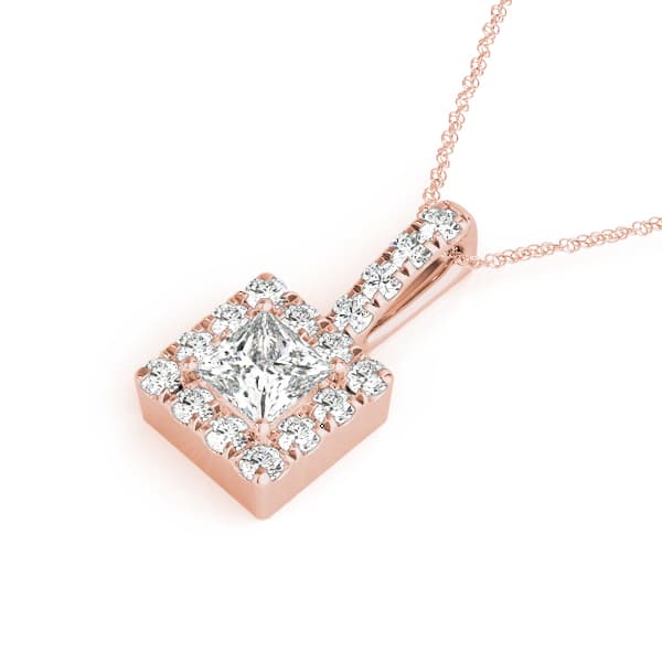 Halo Pendant (1/2 ct. tw.), Side view in rose gold