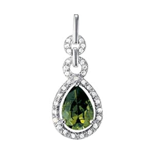 Teardrop Pear Color Pendant — White Gold
