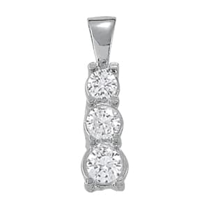 3-Stone Round Drop Pendant — White Gold