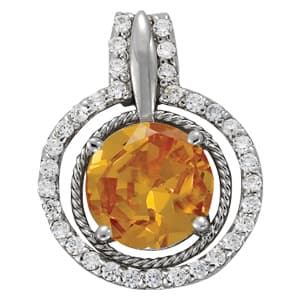 Round Color Pendant — White Gold