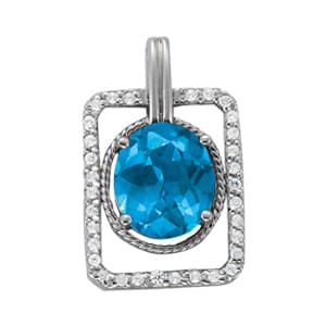 Oval Color Pendant — White Gold