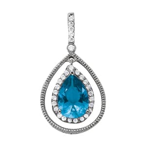 Pear Shape Halo Color Pendant — White Gold
