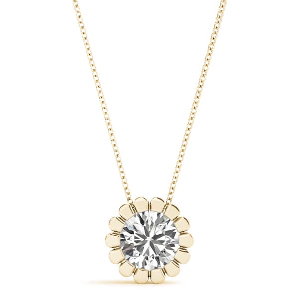 Solitaire Round Pendant (1/2 ct. tw.), Front view in yellow gold