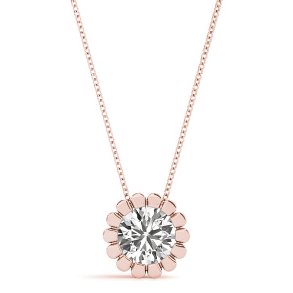 Solitaire Round Pendant (2 ct. tw.), Front view in rose gold