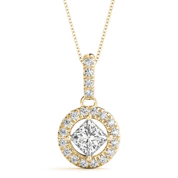 Halo Pendant (0.2 ct. tw.), Front view in yellow gold