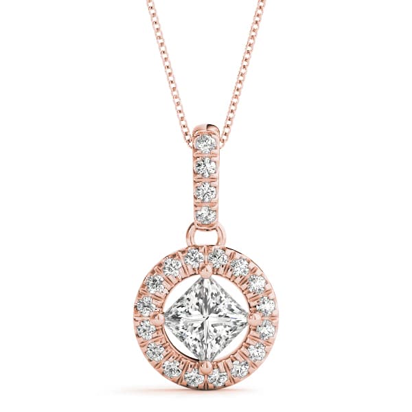 Halo Pendant (0.2 ct. tw.), Front view in rose gold