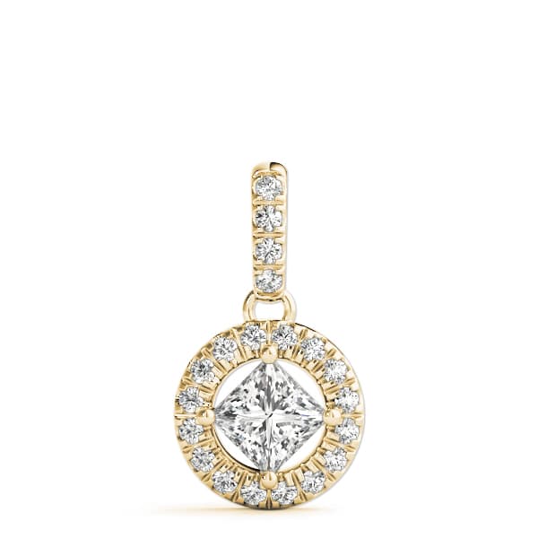 Halo Pendant (0.2 ct. tw.), On hand view in yellow gold