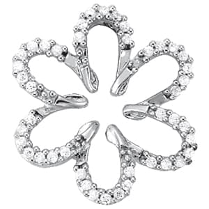 Flower Slide Charm Pendants — White Gold