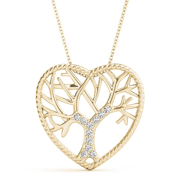 Tree Heart Pendant (0.06 ct. tw.), Front view in yellow gold