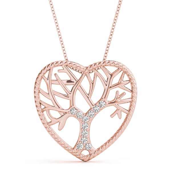 Tree Heart Pendant (0.06 ct. tw.), Front view in rose gold