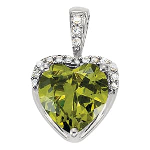 Heart Shape Color Pendant — White Gold