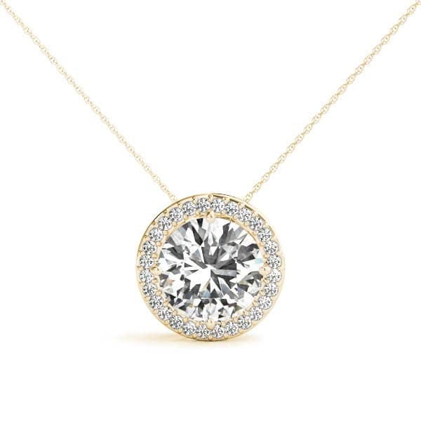 Round Gemstone Pendant (1/8 ct. tw.), Front view in yellow gold