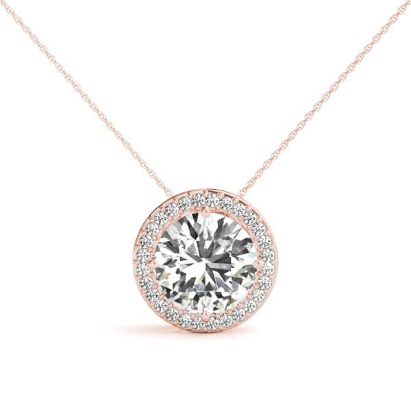 Round Gemstone Pendant (1/8 ct. tw.), Front view in rose gold