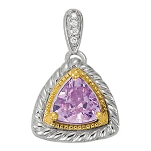 Trillion Shape Color Pendant — White Gold