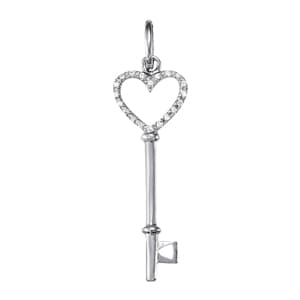 Heart Shape Key Pendant — White Gold