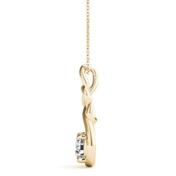 Round Love Knot Pendant (1/2 ct. tw.), Side view in yellow gold