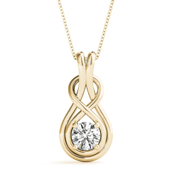 Infinity love knot Pendant (1/2 ct. tw.), Front view in yellow gold
