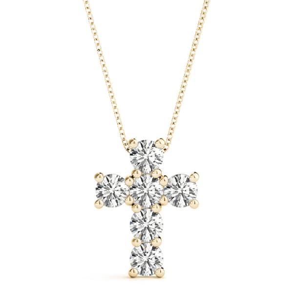 Cross Pendant (1.2 ct. tw.), Front view in yellow gold