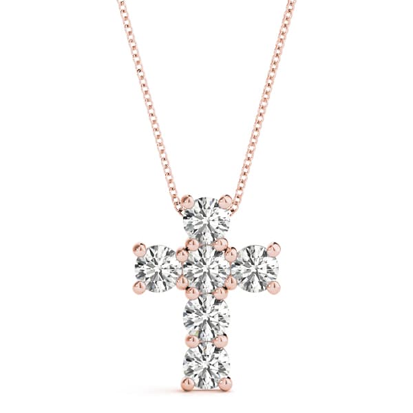 Cross Pendant (1.2 ct. tw.), Front view in rose gold