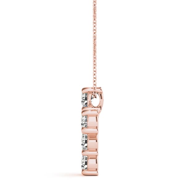 Cross Pendant (1.2 ct. tw.), Side view in rose gold