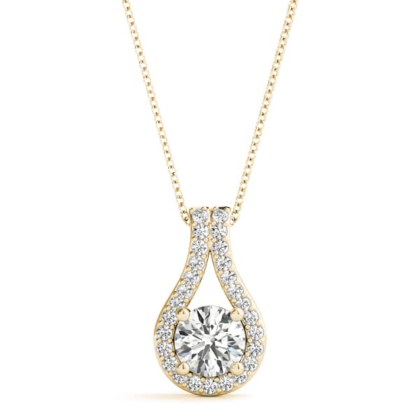 Round Drop Pendant (1/8 ct. tw.), Front view in yellow gold