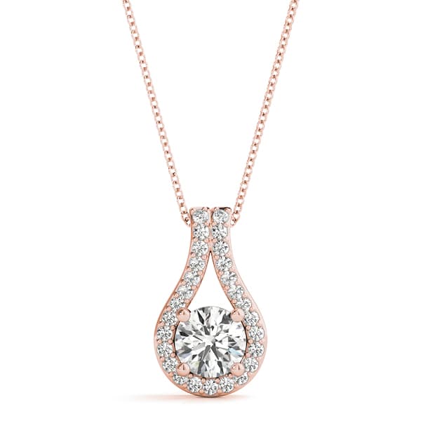 Round Drop Pendant (1/8 ct. tw.), Front view in rose gold