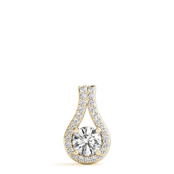 Round Drop Pendant (1/8 ct. tw.), On hand view in yellow gold