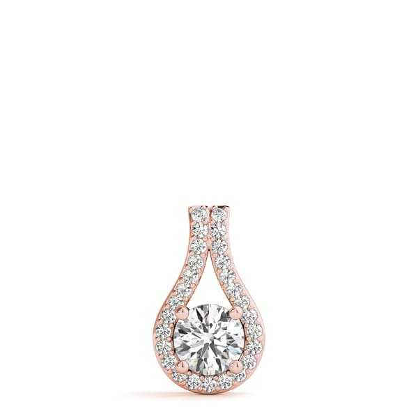 Round Drop Pendant (1/8 ct. tw.), On hand view in rose gold