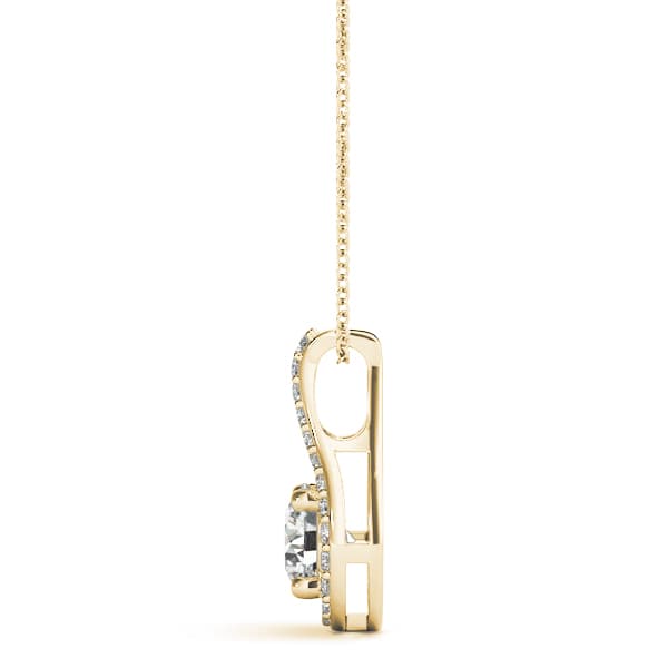 Round Drop Pendant (1/8 ct. tw.), Side view in yellow gold