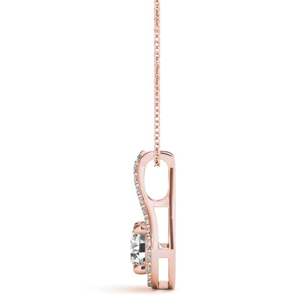 Round Drop Pendant (1/8 ct. tw.), Side view in rose gold