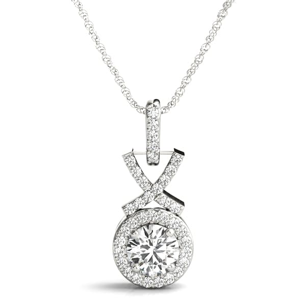 Round Shape Halo Pendant — 1/4 CT — View 1