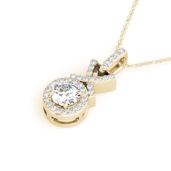 Round Halo Pendant (0.18 ct. tw.), Side view in yellow gold