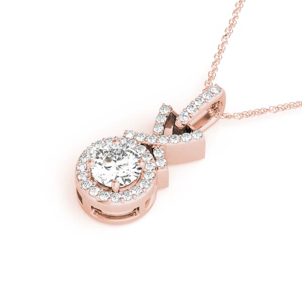 Round Halo Pendant (0.18 ct. tw.), Side view in rose gold