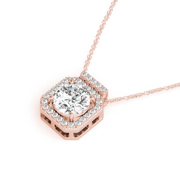 Halo Fashion Pendant (1/8 ct. tw.), Side view in rose gold