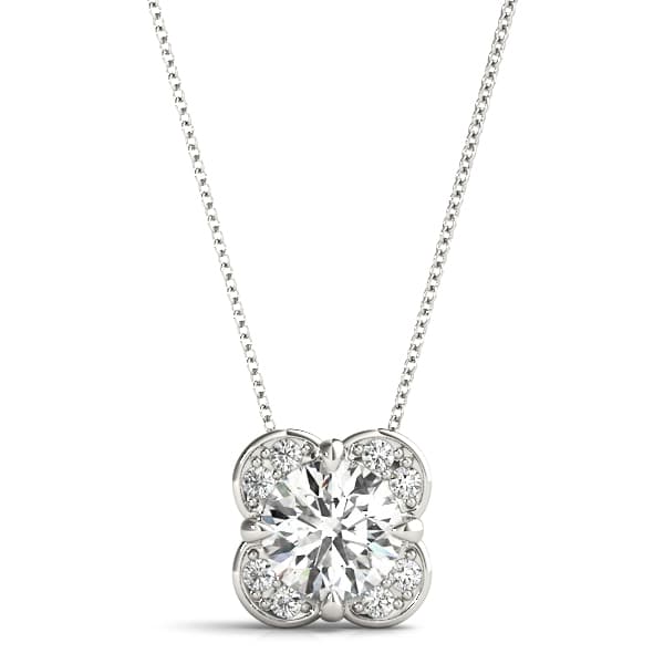 Prong Set Round Halo Pendant — 1 CT — View 1