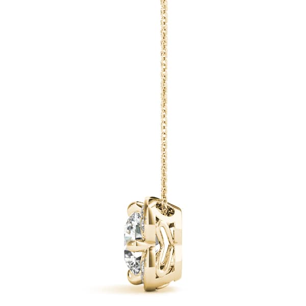 Prong Set Round Halo Pendant (0.06 ct. tw.), Side view in yellow gold