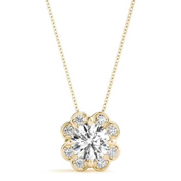 Halo Pendant (0.1 ct. tw.), Front view in yellow gold
