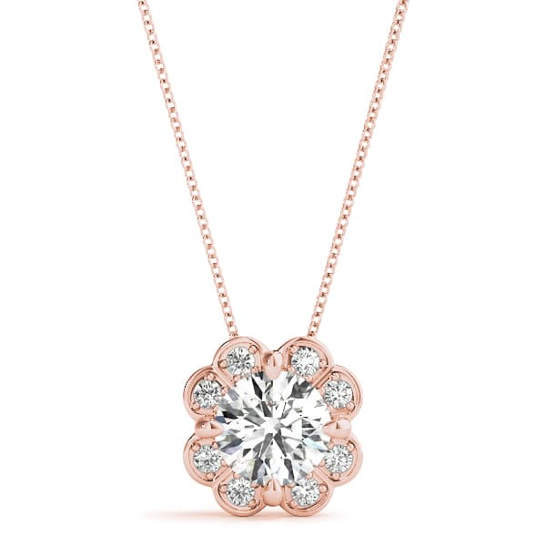 Halo Pendant (1/8 ct. tw.), Front view in rose gold