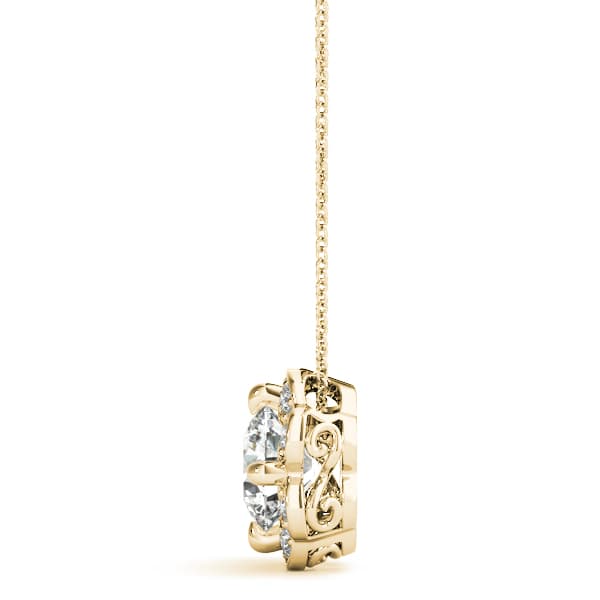 Halo Pendant (0.1 ct. tw.), Side view in yellow gold