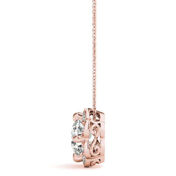 Halo Pendant (1/8 ct. tw.), Side view in rose gold