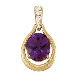 Oval Color Pendant — White Gold