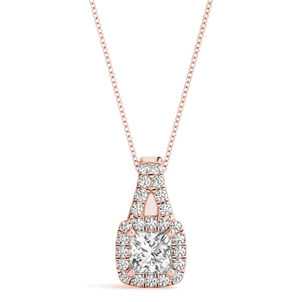 Cushion Halo Pendant (0.21 ct. tw.), Front view in rose gold