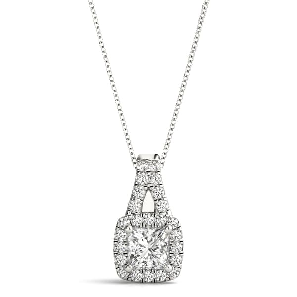 Cushion Shape Halo Pendant — View 1