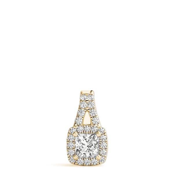 Cushion Halo Pendant (0.21 ct. tw.), On hand view in yellow gold