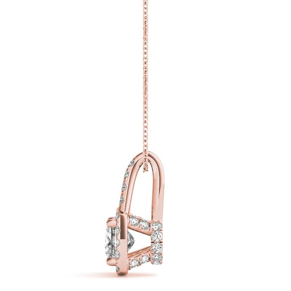 Cushion Halo Pendant (0.21 ct. tw.), Side view in rose gold