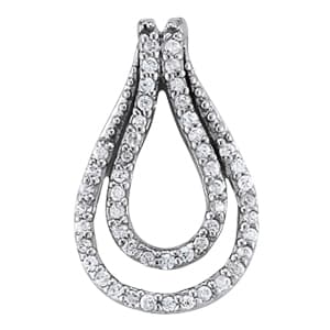 Double Teardrop Fashion Pendant — White Gold
