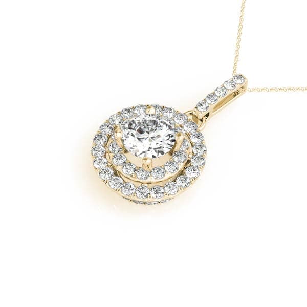 Circle Double Halo Round Pendant (0.31 ct. tw.), Side view in yellow gold