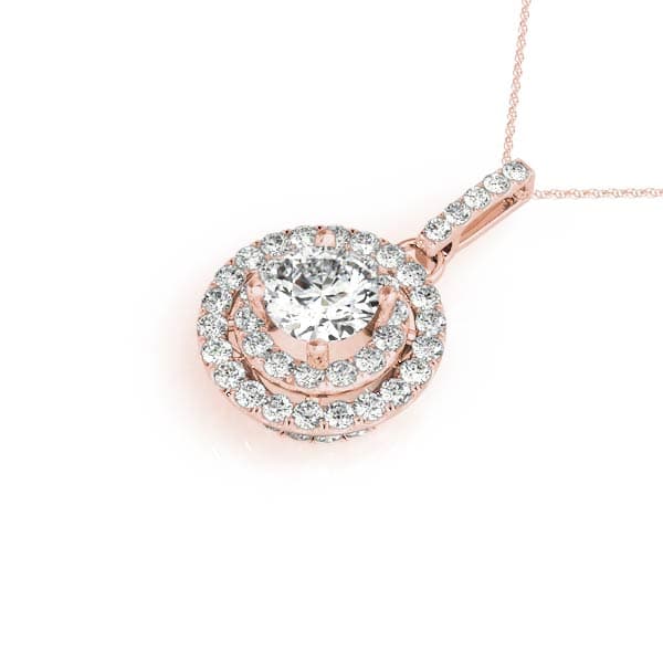 Circle Double Halo Round Pendant (0.31 ct. tw.), Side view in rose gold