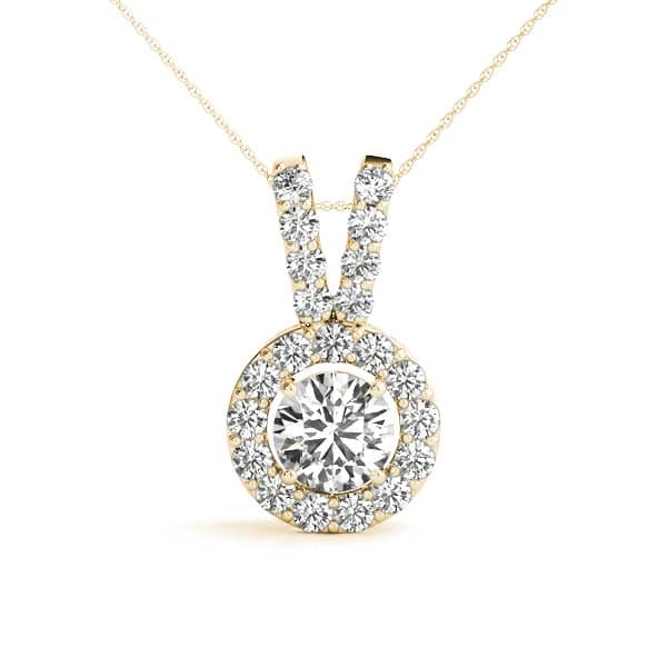 Round Halo Color Pendant (5/8 ct. tw.), Front view in yellow gold
