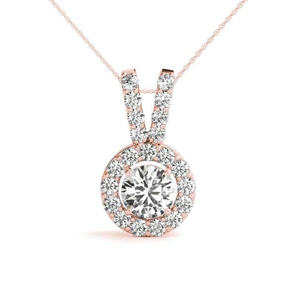 Round Halo Color Pendant (5/8 ct. tw.), Front view in rose gold